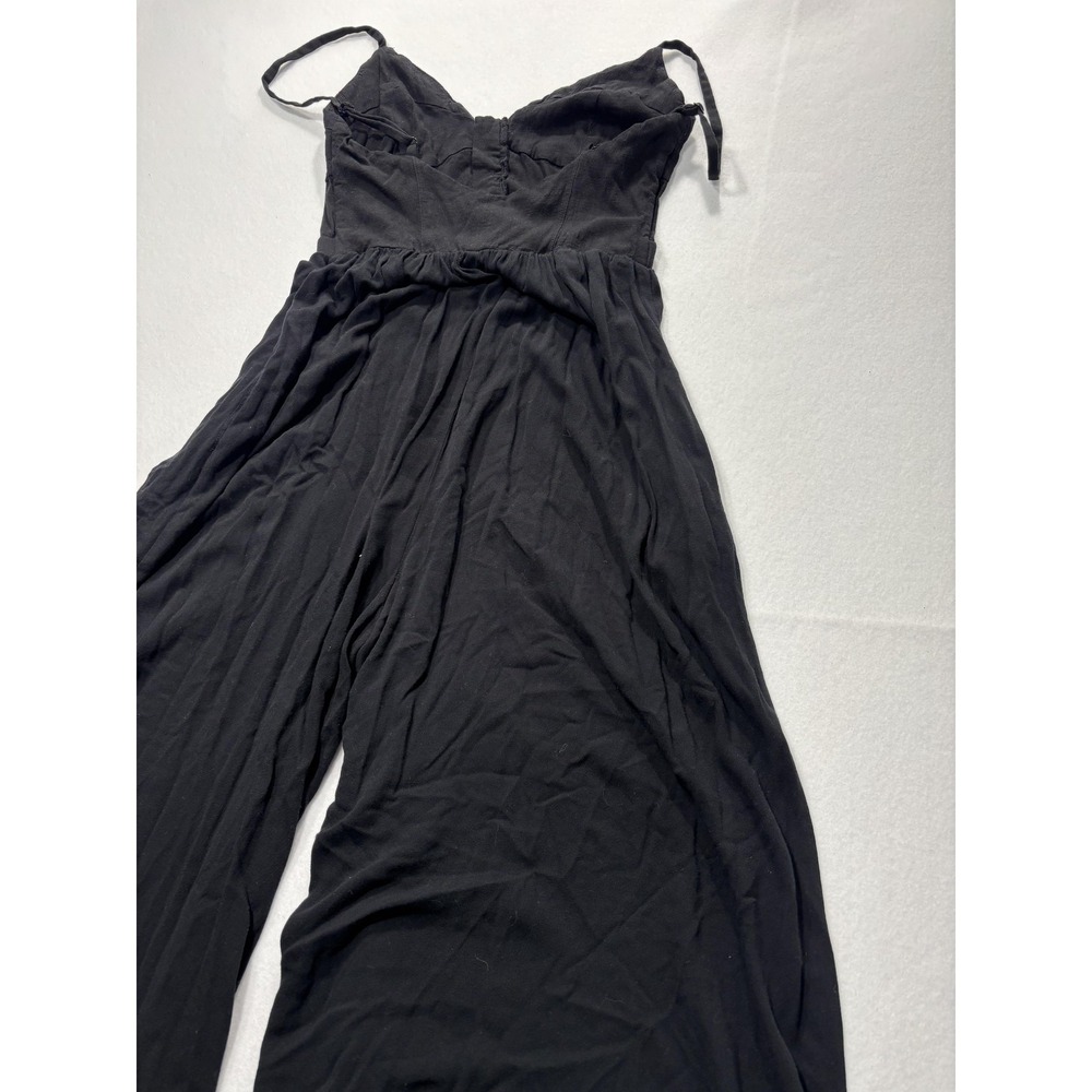 Intimately Free People Jumpsuit Womens XS Black V Neck Wide Leg Strappy Rayon - Picture 11 of 11